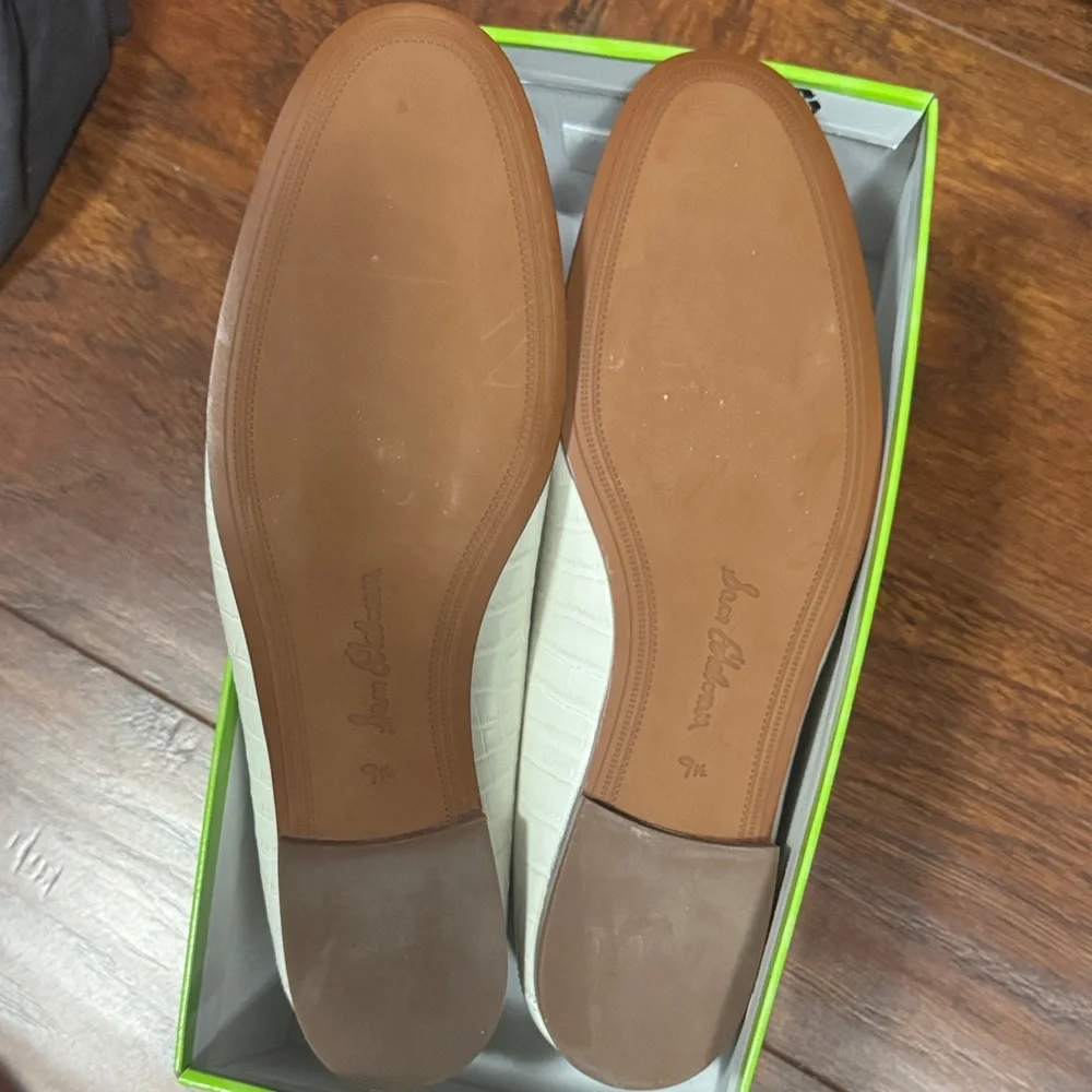 Sam Edelman Cream Croc-Embossed Leather Bit Loafers